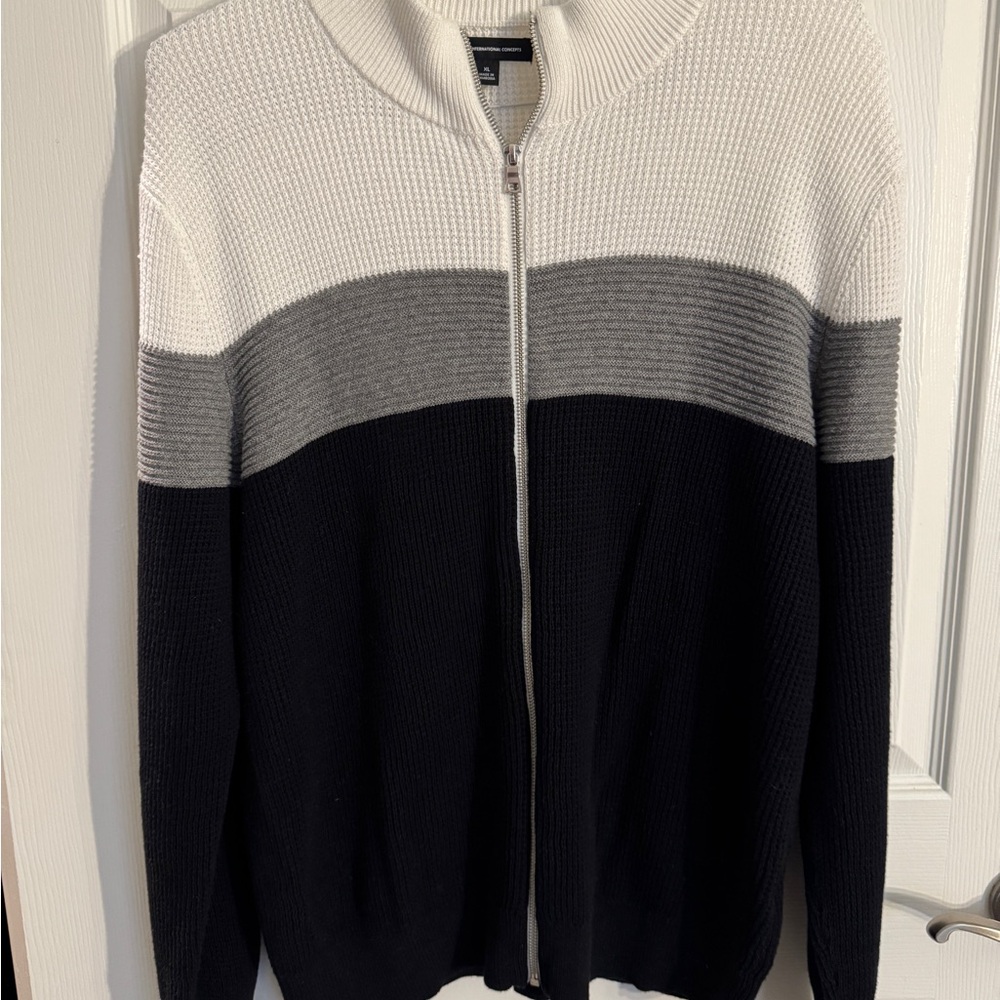 INC Men's Black, Gray, and White Sweater
